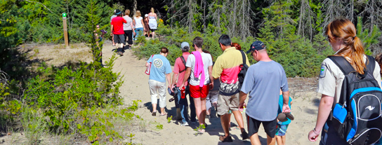 Visitors on a popular Nature Walk, Sandbanks Provincial Park